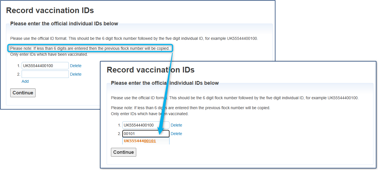 manual sheep id entry page image
